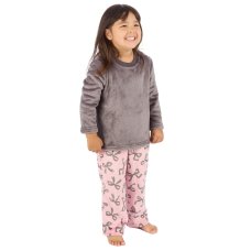 15C680: Girls Plush Top & Super Soft Printed Fleece Lounge Pant (3-8 Years)